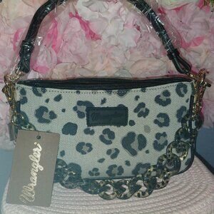 Wrangler Small Shoulder Retro Leopard Clutch Hobo Tote Acrylic Chain